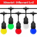 Ghirlanda Luminoasa, 10 Metri cu 10 Becuri Led Color incluse E27, IP65 .webp