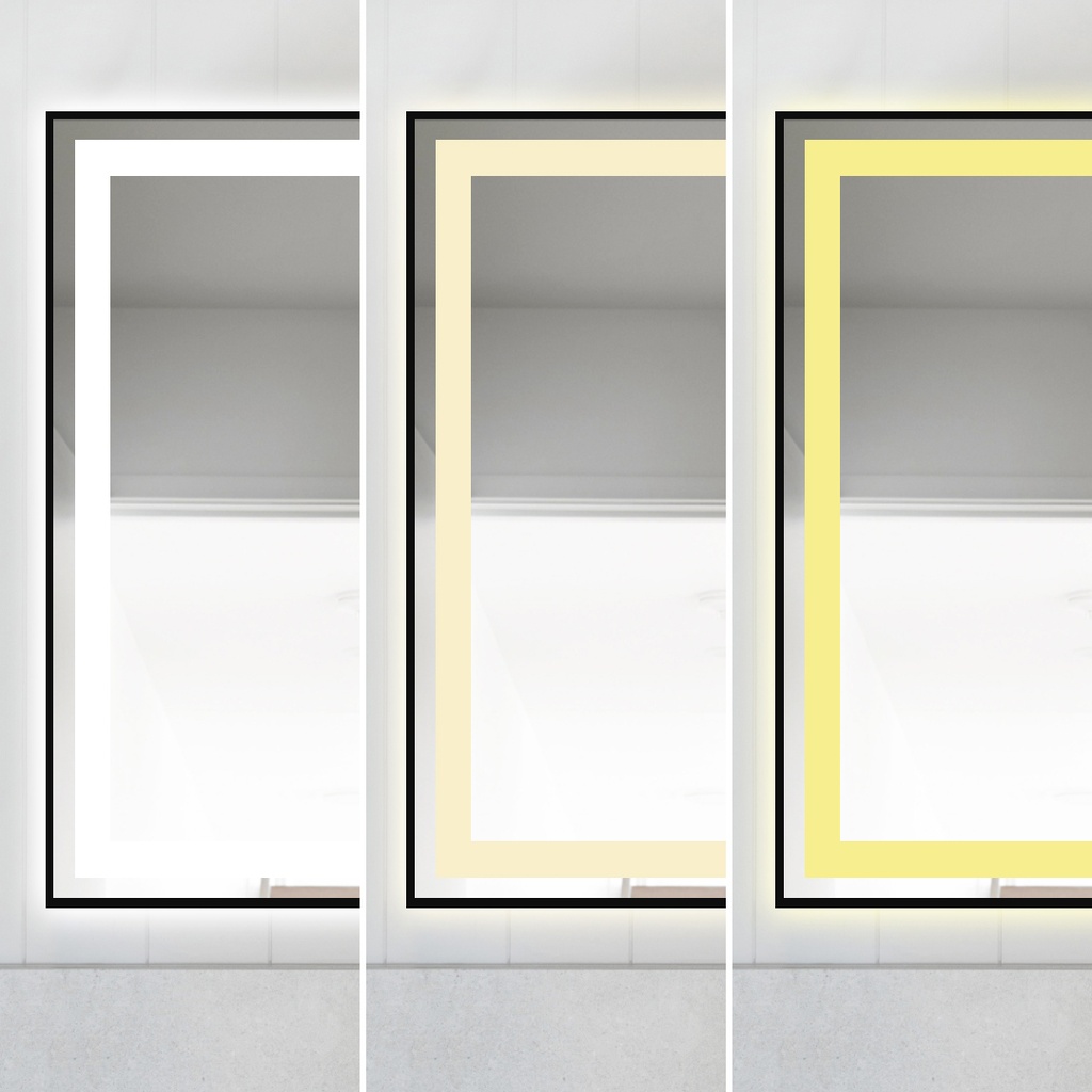 Mia 3, Oglinda Baie 80X60 Led si Dezaburire, cu Senzor Tactil, Touch, Rama Negru Mat