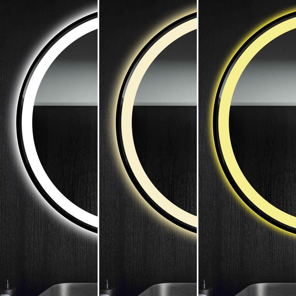 Aurora 3, Oglinda Baie 70cm Led si Dezaburire, cu Senzor Tactil, Touch, Rama Negru Mat