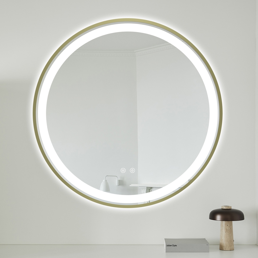 Nora Oglinda Baie 70cm Led si Dezaburire, cu Senzor Tactil, Touch, Rama Bronz Antichizat