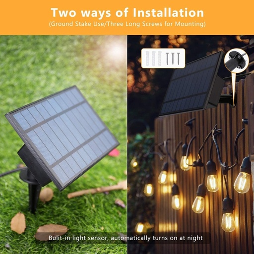 [RHE72141] Hamptons Ghirlanda cu Panou Solar si Becuri Incluse, 10m-10 becuri Led Filament 2W 3000K