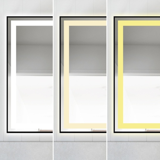 Mia 3, Oglinda Baie 80X60 Led si Dezaburire, cu Senzor Tactil, Touch, Rama Negru Mat