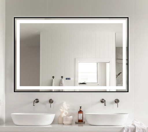Roxy Oglindă Baie 100X65 Led si Dezaburire, cu Senzor Tactil, Touch, cu Ceas