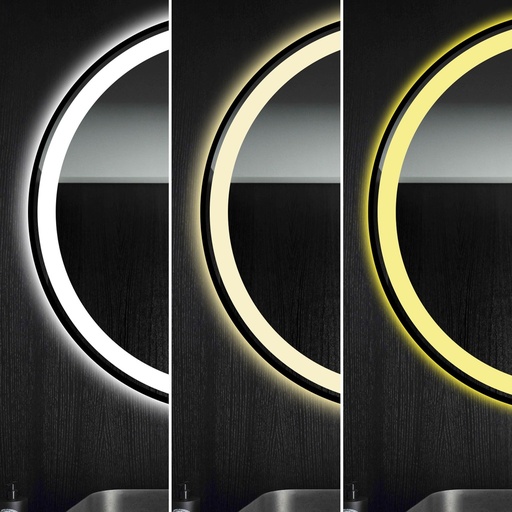 Aurora 3, Oglinda Baie 70cm Led si Dezaburire, cu Senzor Tactil, Touch, Rama Negru Mat