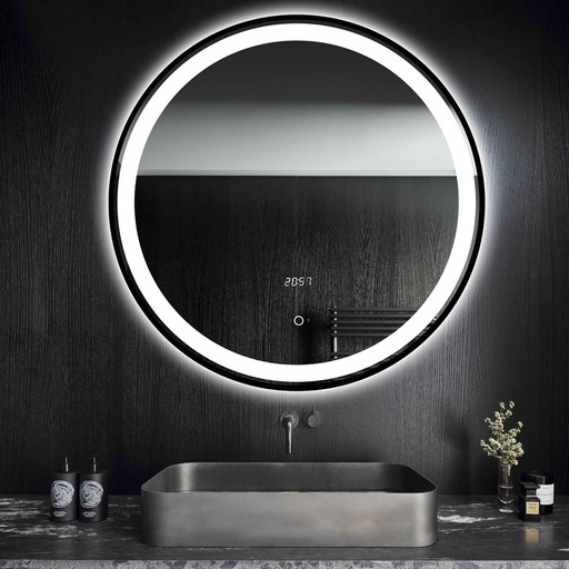 Aurora Oglinda Baie 70cm Led, cu Senzor Tactil, Touch, Rama Negru Mat