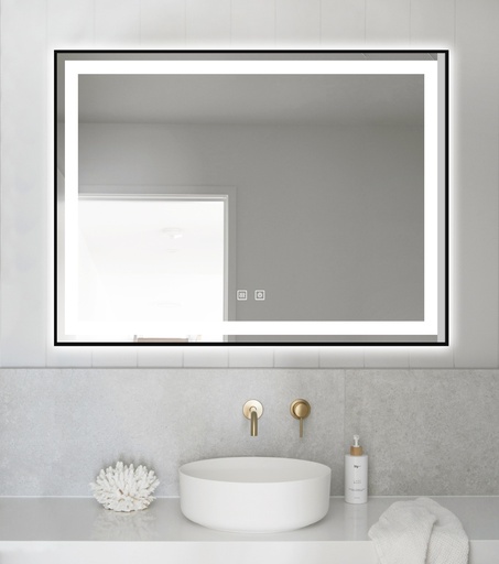 Emma Oglindă Baie 80X60 Led si Dezaburire, cu Senzor Tactil, Touch, Rama Negru Mat