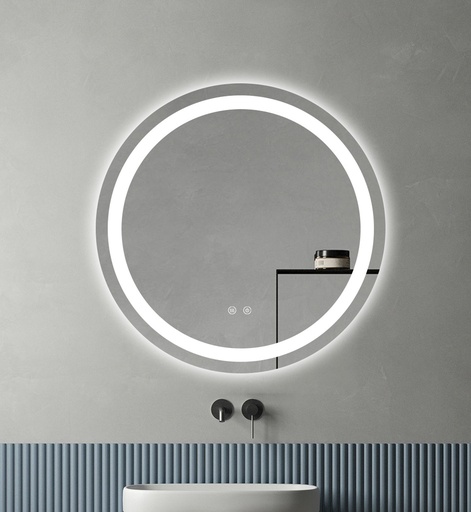 Evelynn Oglindă Baie 60cm Led si Dezaburire, cu Senzor Tactil, Touch, Rotunda