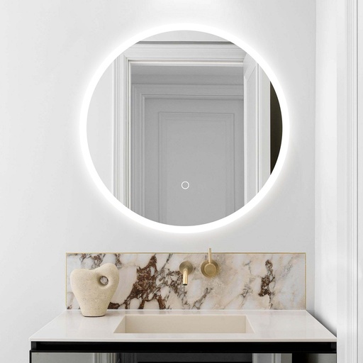 Gustavo Oglinda Baie 50Cm Rotunda Led cu 2 Tipuri de Lumina 3000K si 6500K, cu Senzor Tactil, fara Dezaburire