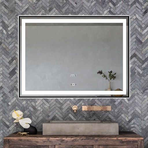 Monica Oglinda Baie 80x60 Led si Dezaburire, cu Senzor Tactil, Touch, Negru Mat