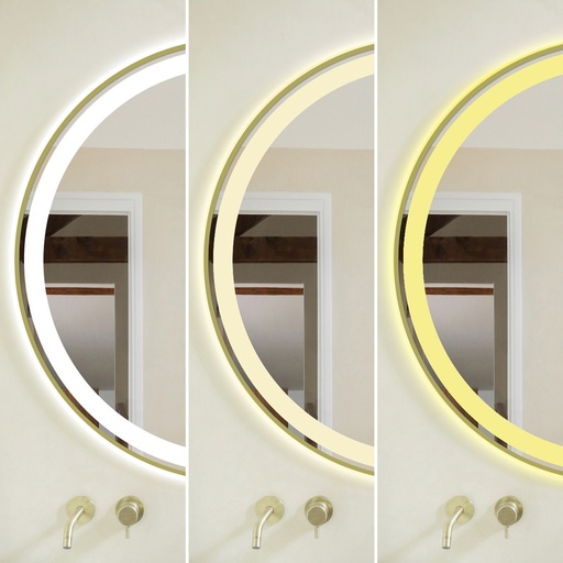 Nora 3, Oglinda Baie 70cm Led si Dezaburire, cu Senzor Tactil, Touch, Rama Bronz Antichizat