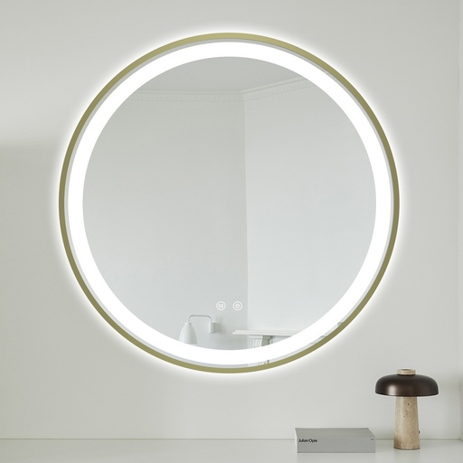 Nora Oglinda Baie 70cm Led si Dezaburire, cu Senzor Tactil, Touch, Rama Bronz Antichizat