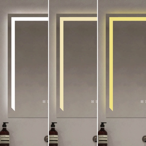 Olivia 3, Oglinda Baie 60X80 Led si Dezaburire, cu trei tipuri de lumina si Senzor Tactil, Touch 60X80cm