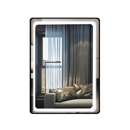 Scarly Oglindă Baie 60X80 Led si Dezaburire, cu Senzor Tactil, Touch, Rama Aluminiu Negru