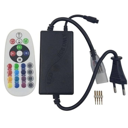 [RGB 220V MAXIM 50M] Cablu De Alimentare Banda Led Rgb, Cu Telecomanda, 220V, Max. 50M
