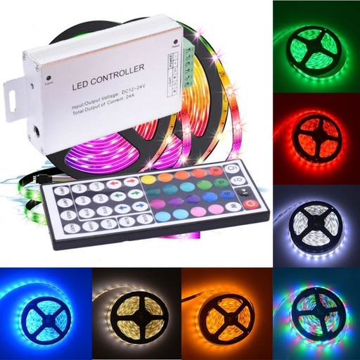 [ALX-18A094] Controller metalic banda led RGB 12-24V 24A, telecomanda 44 taste