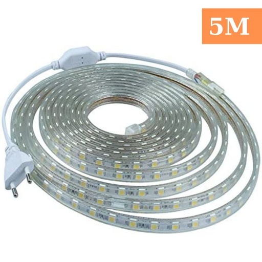 [KIT5050-5ML-LR] Kit 5M Banda Led 5050 cu Alimentator, 6400K, 60led/14.4W/1ML, 10mm, 220V, IP65