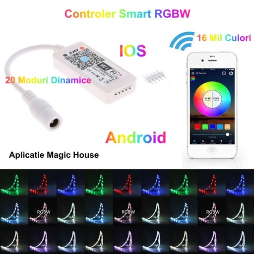 [ALX-18A098] Mini controller banda led RGBW, Smart cu QR si WIFI 5-24V