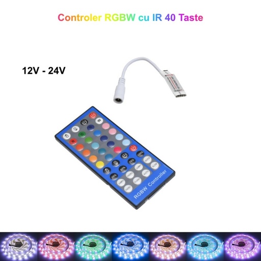 [ALX-18A127] Mini controller banda led RGBW, cu telecomanda IR 40 taste