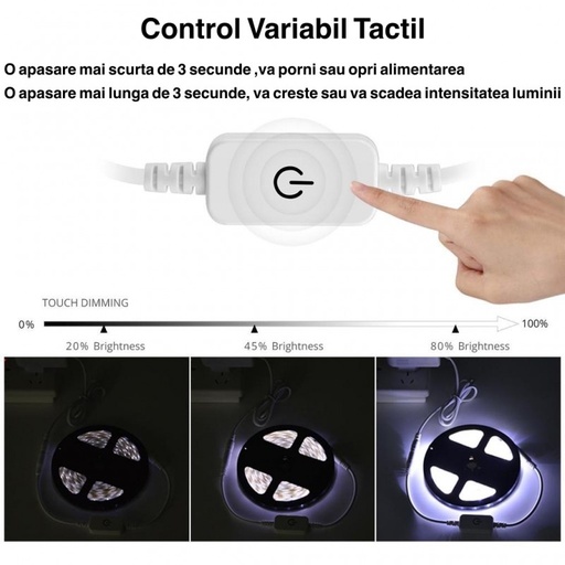 [ALX-18A073] Variator tactil banda led cu mufe DC 2,1