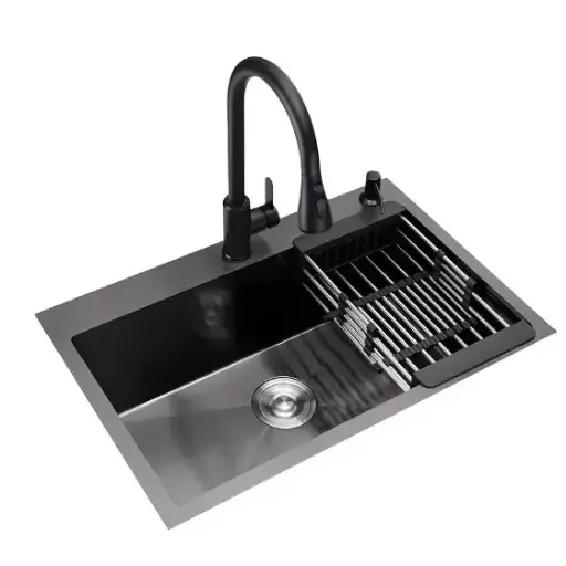 [RHEHS5845 BK] Chiuveta Bucatarie Profesionala Inox HS GRI-NEGRU 58X45 CM HS 5845 BK