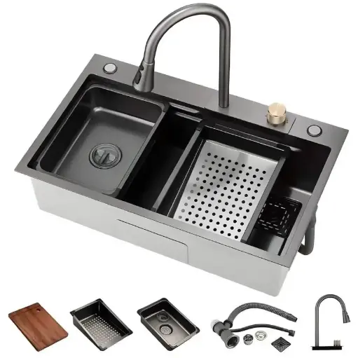 [RHE.FY3018] Rhea Home Chiuveta Bucatarie Profesionala Multifunctionala Inox Neagra Antiamprenta